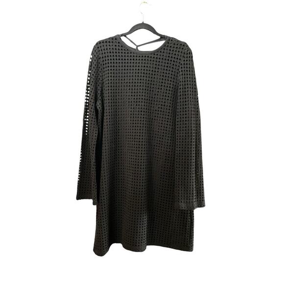 NWT Mango Black Long Sleeves Mesh Cotton Mini Dress Size 12 - Picture 3 of 7